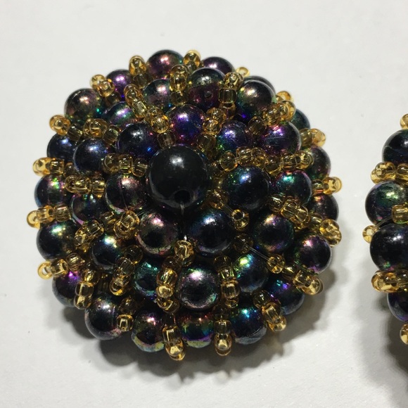Vintage Cluster Bead AB Clip Earrings - Picture 4 of 8